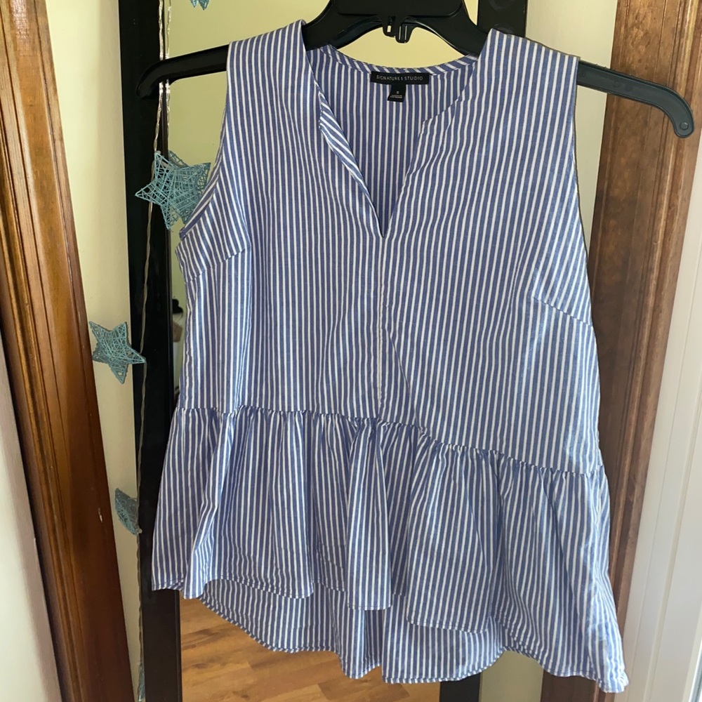 Blue and white stripped tank top